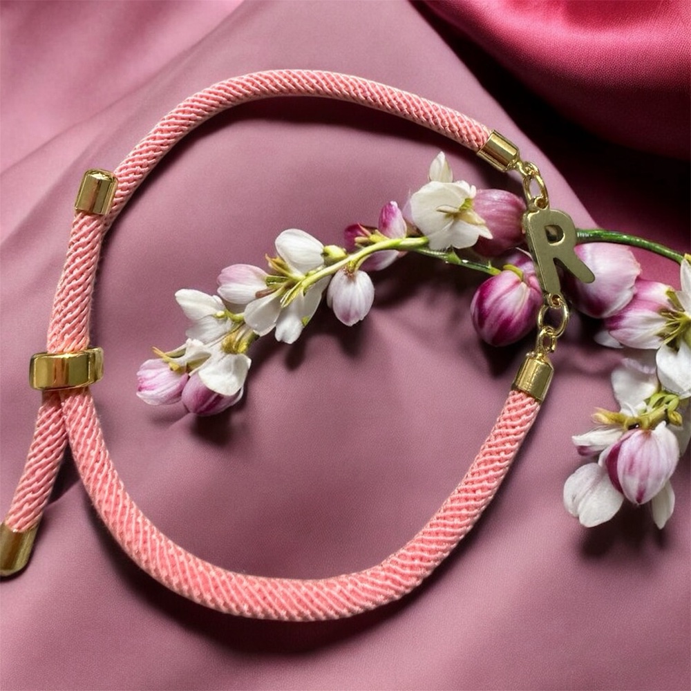 Pink Rope Bracelet with Gold Accents